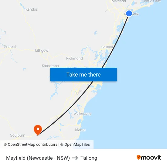 Mayfield (Newcastle - NSW) to Tallong map