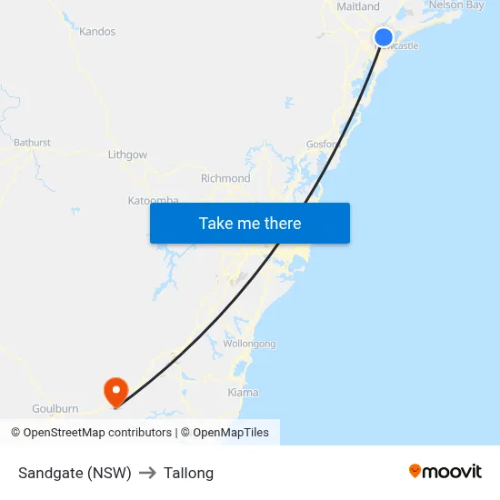 Sandgate (NSW) to Tallong map