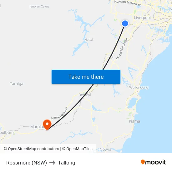 Rossmore (NSW) to Tallong map