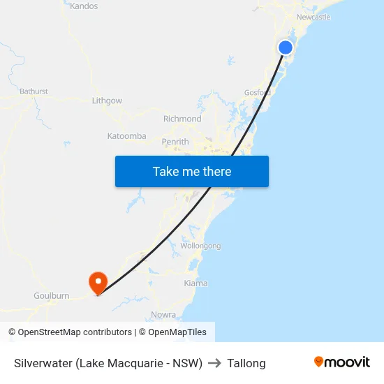 Silverwater (Lake Macquarie - NSW) to Tallong map