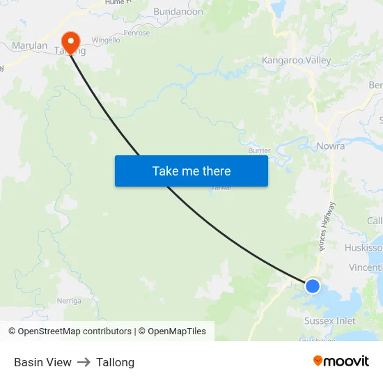 Basin View to Tallong map