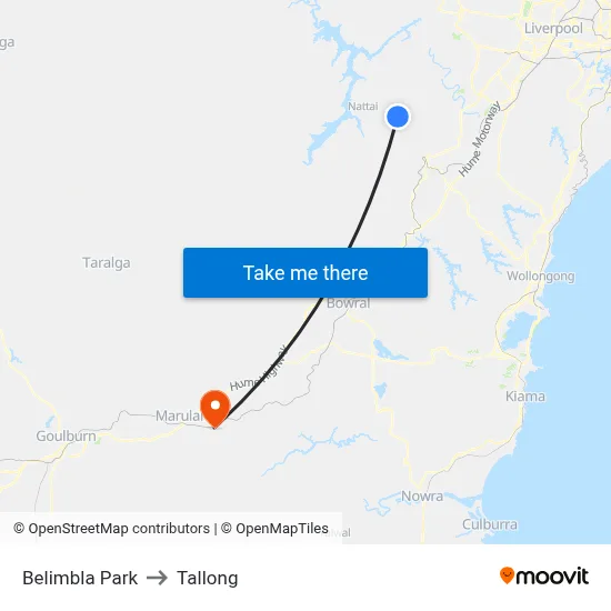 Belimbla Park to Tallong map