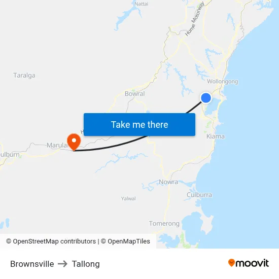 Brownsville to Tallong map