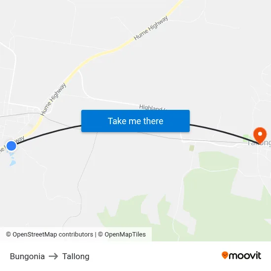 Bungonia to Tallong map
