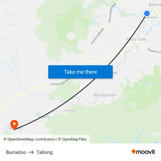 Burradoo to Tallong map