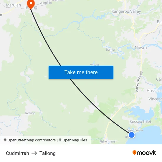 Cudmirrah to Tallong map