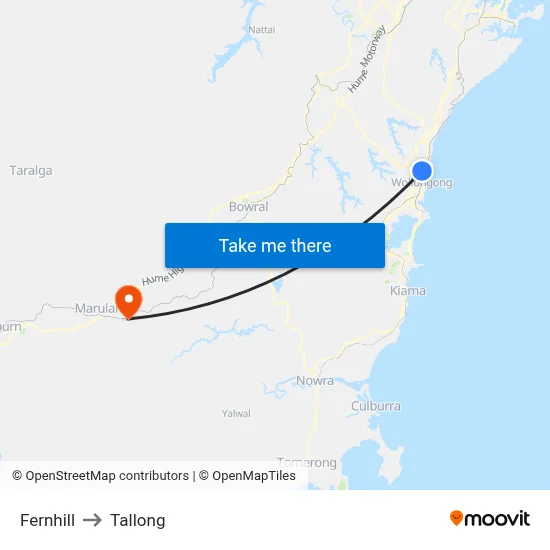 Fernhill to Tallong map