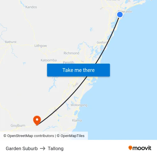 Garden Suburb to Tallong map