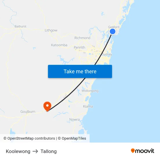 Koolewong to Tallong map
