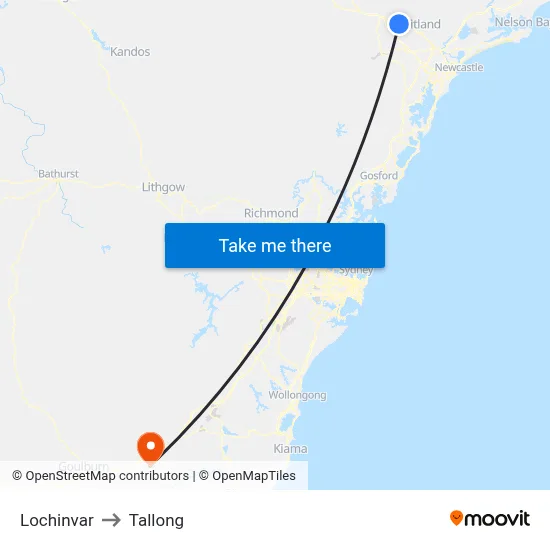 Lochinvar to Tallong map