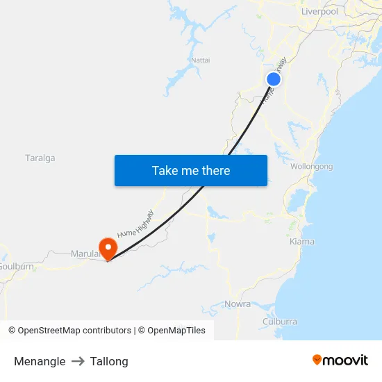 Menangle to Tallong map