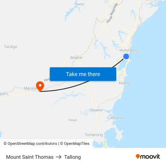 Mount Saint Thomas to Tallong map