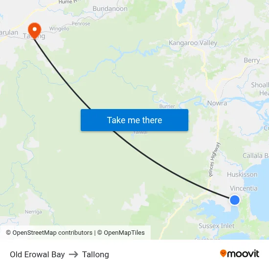 Old Erowal Bay to Tallong map