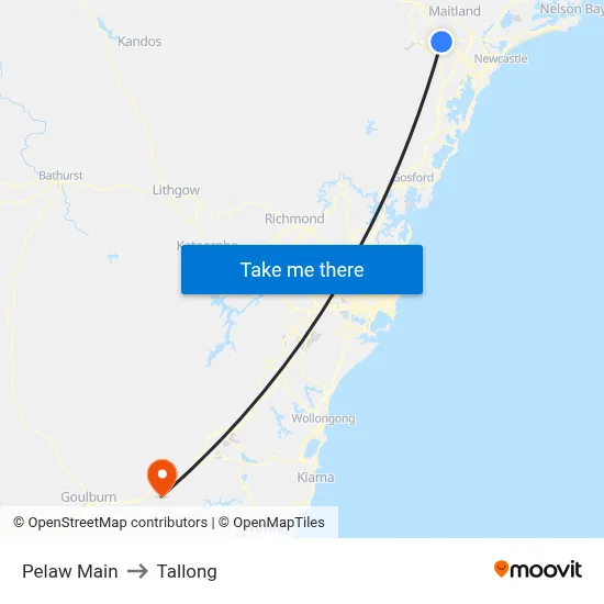 Pelaw Main to Tallong map