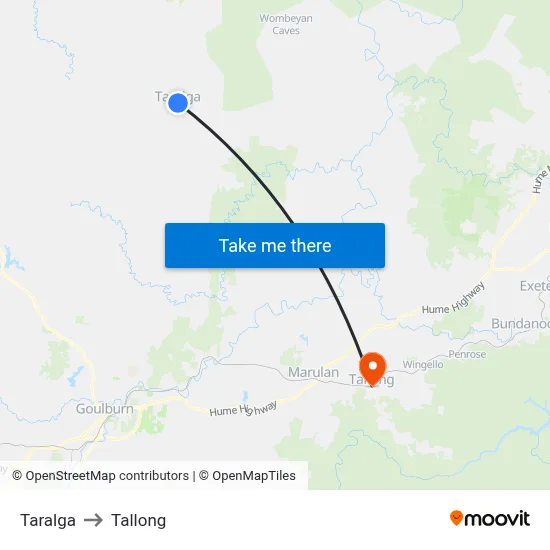 Taralga to Tallong map
