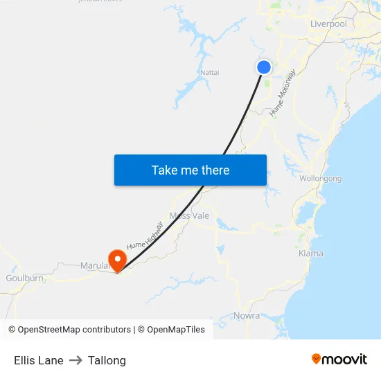 Ellis Lane to Tallong map