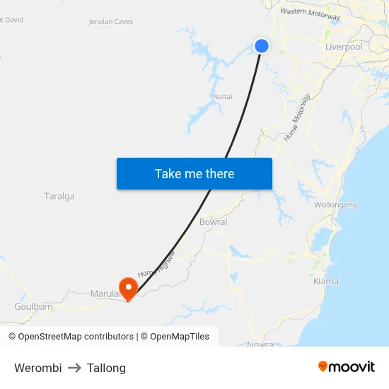 Werombi to Tallong map