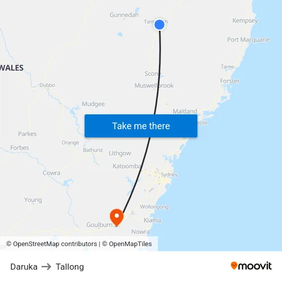 Daruka to Tallong map