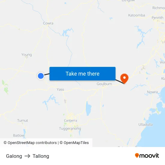 Galong to Tallong map