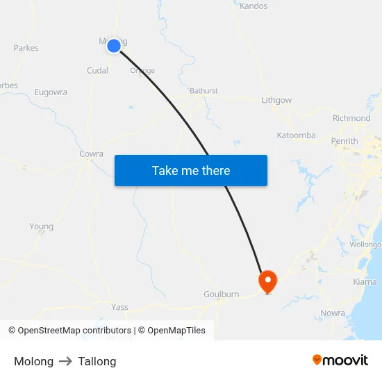 Molong to Tallong map