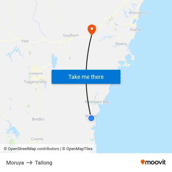 Moruya to Tallong map