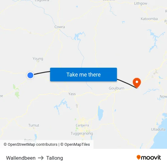 Wallendbeen to Tallong map