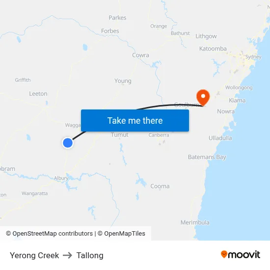 Yerong Creek to Tallong map