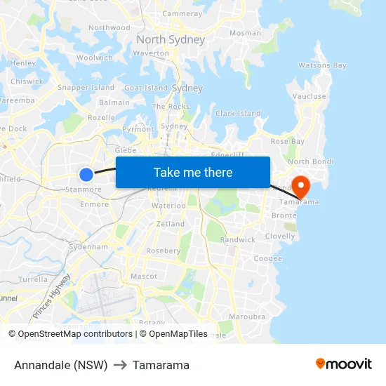 Annandale (NSW) to Tamarama map