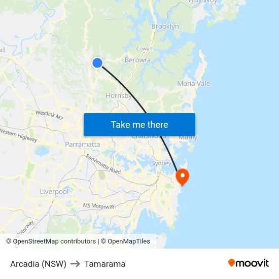 Arcadia (NSW) to Tamarama map