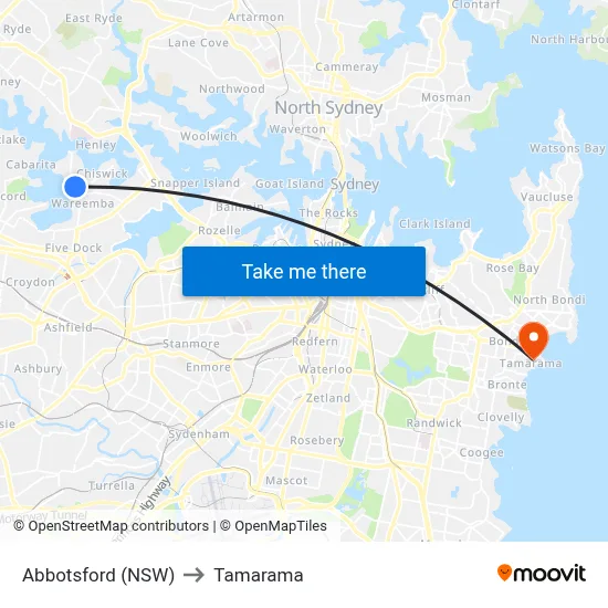 Abbotsford (NSW) to Tamarama map