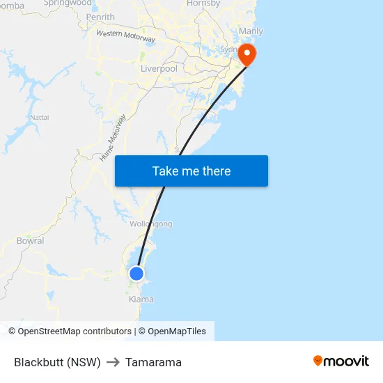 Blackbutt (NSW) to Tamarama map