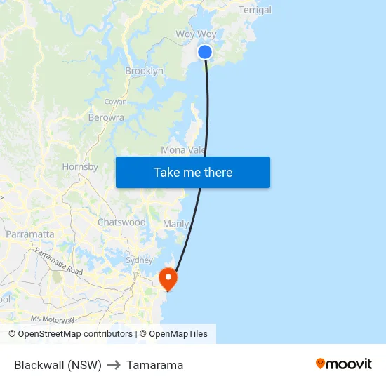 Blackwall (NSW) to Tamarama map