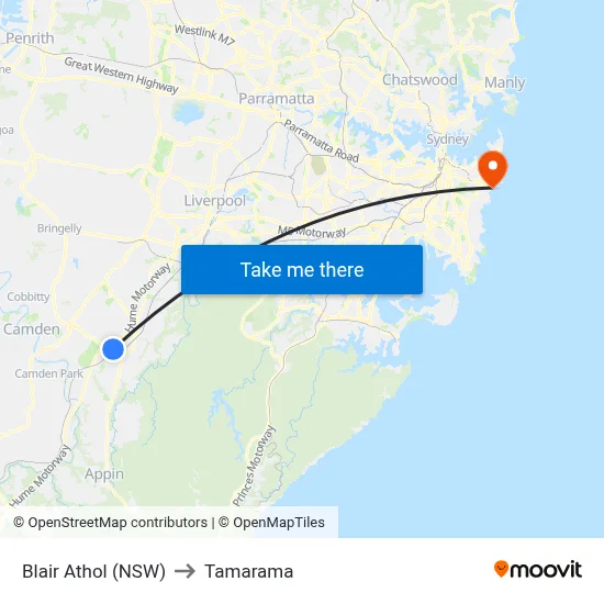 Blair Athol (NSW) to Tamarama map
