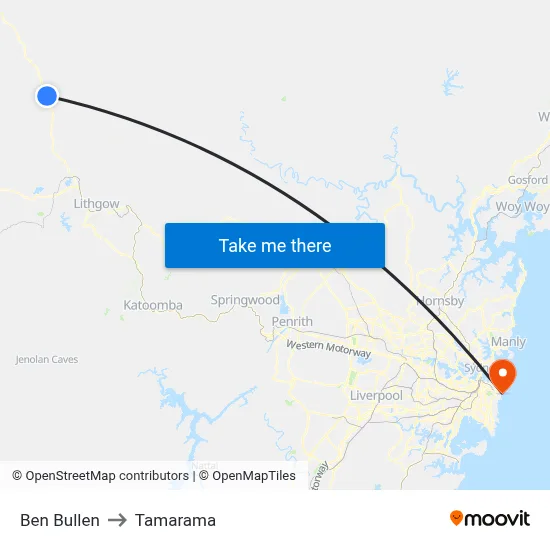Ben Bullen to Tamarama map