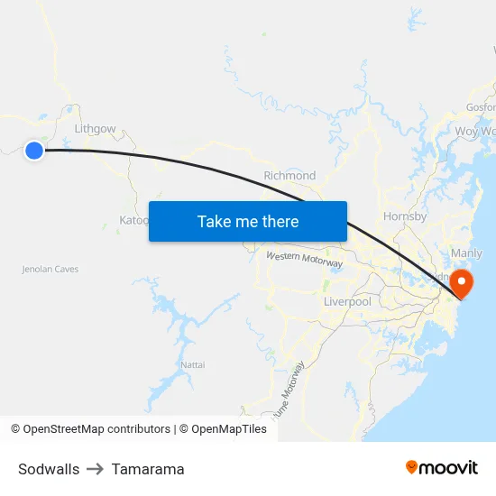 Sodwalls to Tamarama map