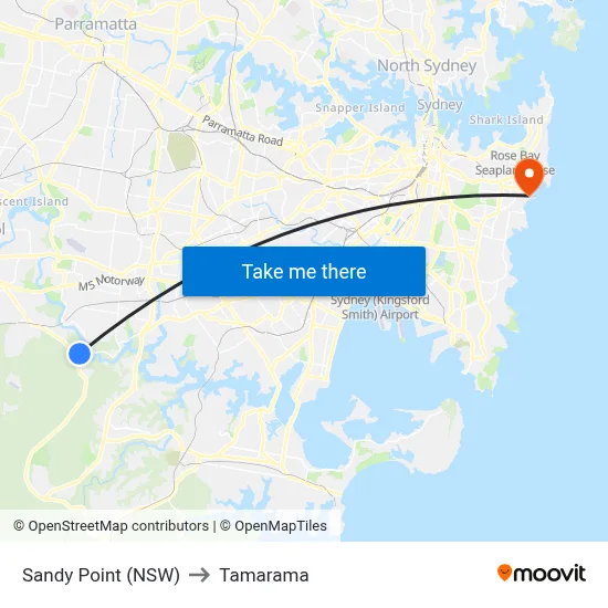 Sandy Point (NSW) to Tamarama map