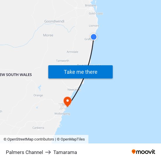 Palmers Channel to Tamarama map