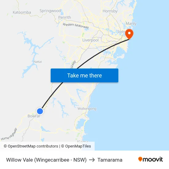 Willow Vale (Wingecarribee - NSW) to Tamarama map