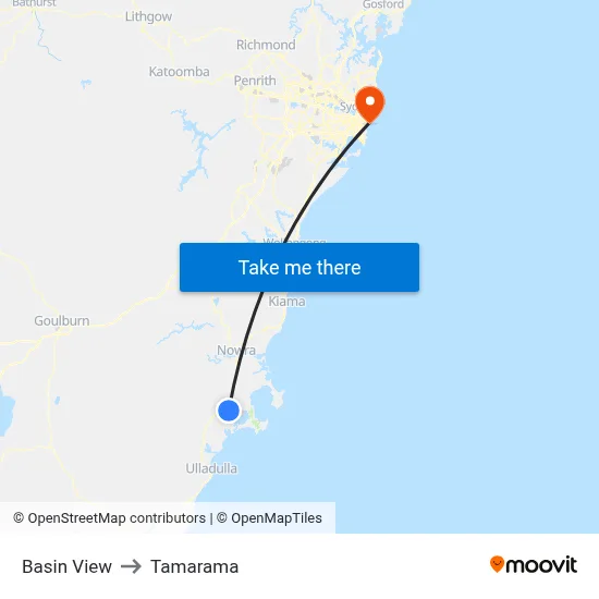 Basin View to Tamarama map