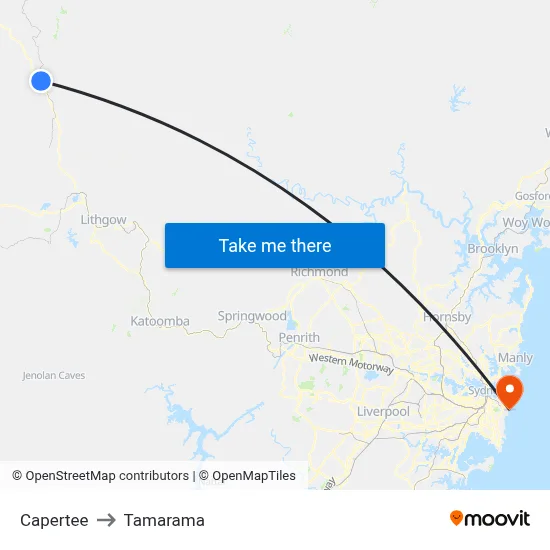 Capertee to Tamarama map