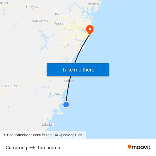 Currarong to Tamarama map