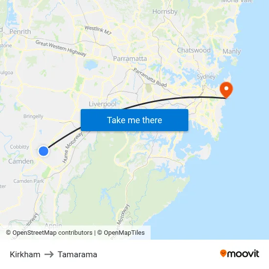 Kirkham to Tamarama map