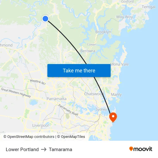 Lower Portland to Tamarama map