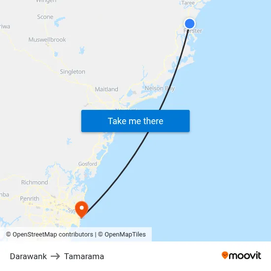 Darawank to Tamarama map