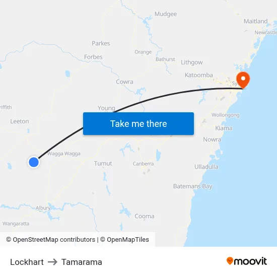 Lockhart to Tamarama map
