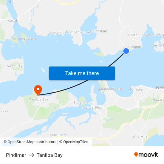 Pindimar to Tanilba Bay map