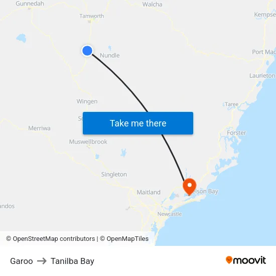 Garoo to Tanilba Bay map
