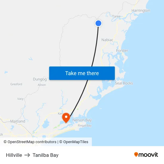 Hillville to Tanilba Bay map