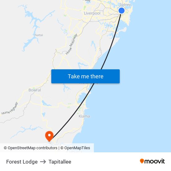 Forest Lodge to Tapitallee map