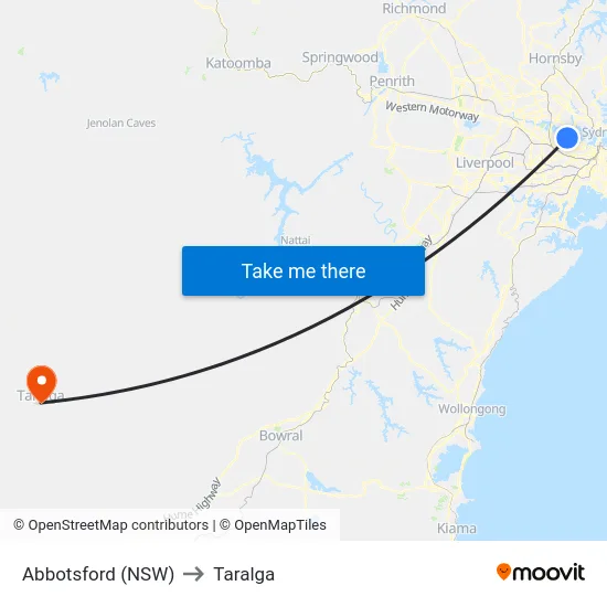Abbotsford (NSW) to Taralga map